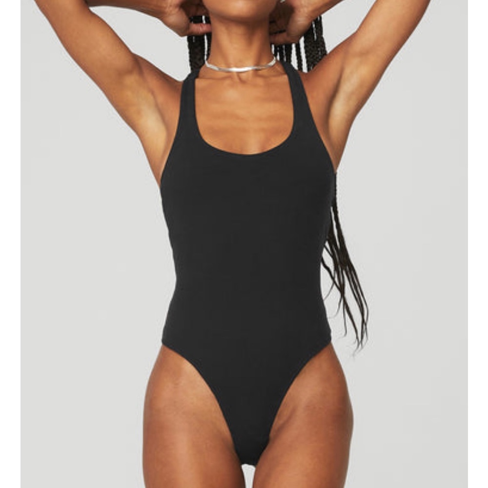 NWT Alo Sleek Back Bodysuit - Size S, Color Black.